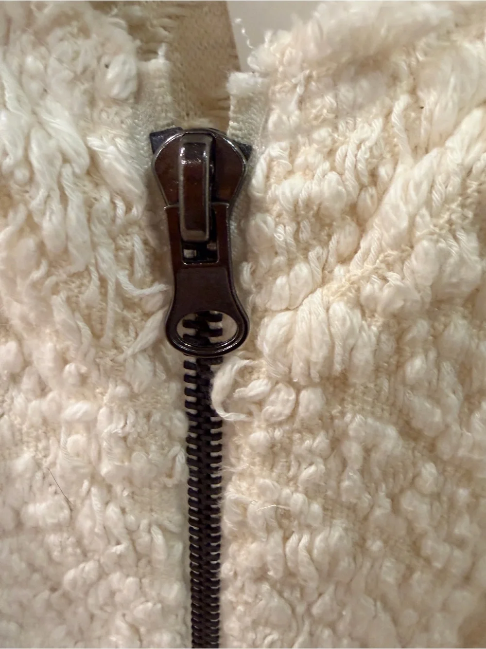 Free People Ivory Comb Textured Zip Jacket Sweater Size M NWT